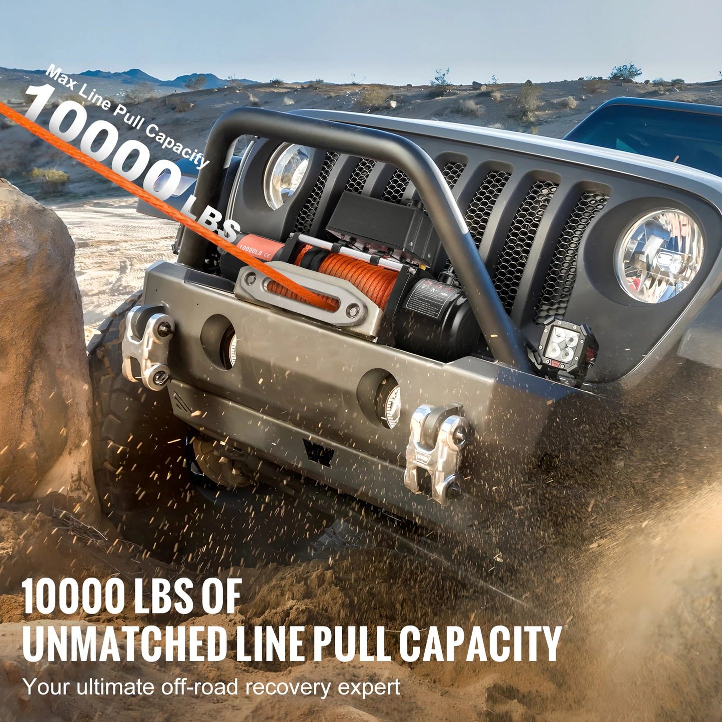 SucceBuy 10,000 lbs 12V Electric Winch – 65ft Synthetic Rope, Wireless & Wired Remote, IP55 Waterproof for Truck, SUV & Jeep Off - Road - Buy at GearForge