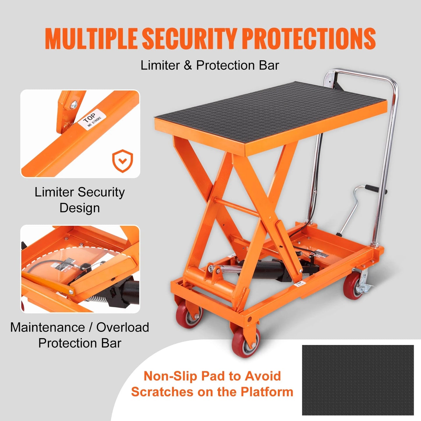 SucceBuy 1100lbs Hydraulic Lift Table Cart Manual Single Scissor 35.4" Lifting Height with 4 Wheels for Handling Transport - Buy at GearForge