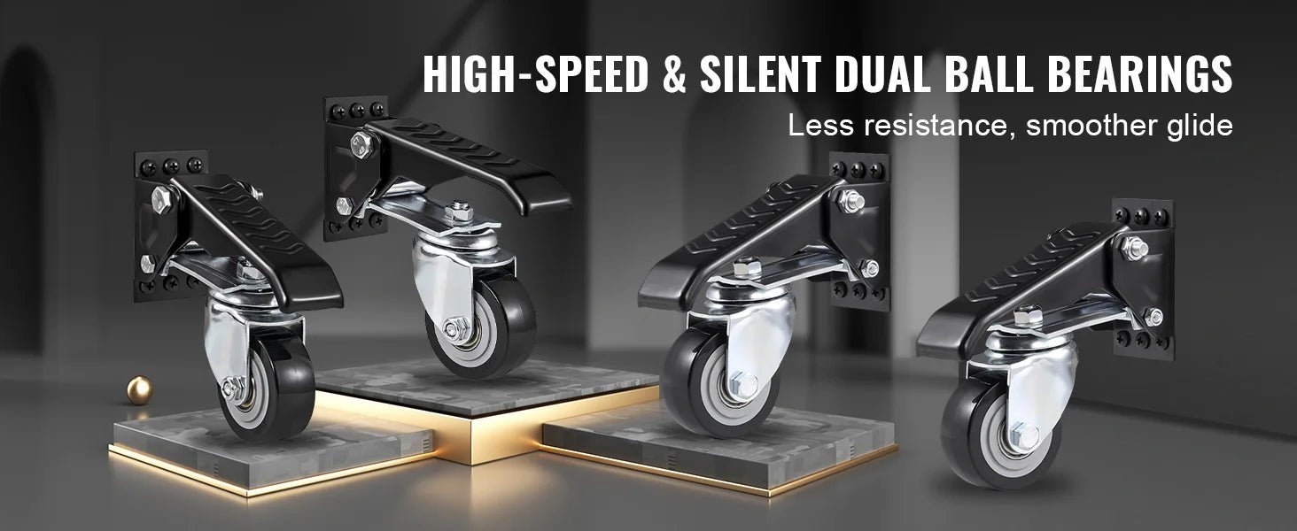 SucceBuy 165 lbs 2.5" Workbench Caster Wheels – Set of 4, Side - Mounted, 360° Swivel Retractable Stepdown Wheels - Buy at GearForge