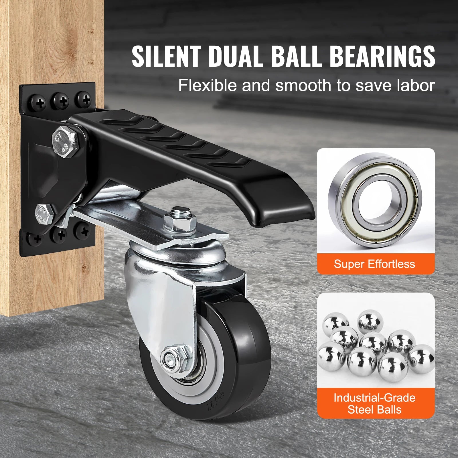 SucceBuy 165 lbs 2.5" Workbench Caster Wheels – Set of 4, Side - Mounted, 360° Swivel Retractable Stepdown Wheels - Buy at GearForge