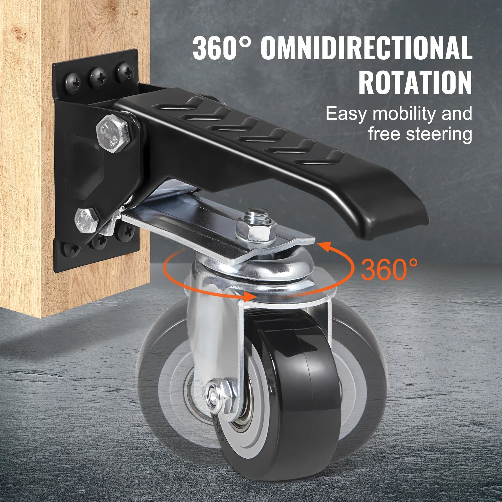 SucceBuy 165 lbs 2.5" Workbench Caster Wheels – Set of 4, Side - Mounted, 360° Swivel Retractable Stepdown Wheels - Buy at GearForge