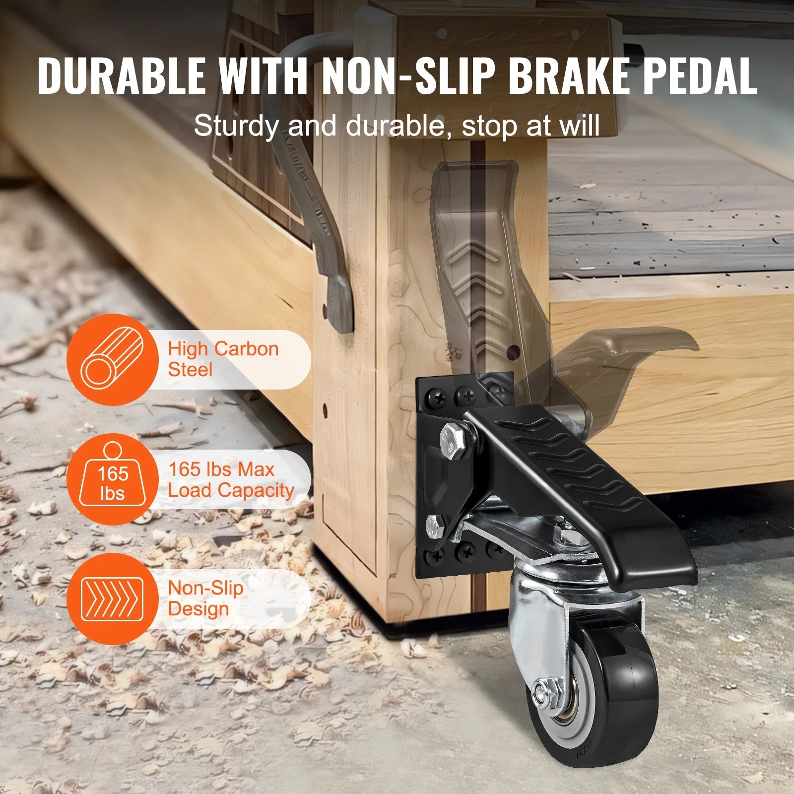 SucceBuy 165 lbs 2.5" Workbench Caster Wheels – Set of 4, Side - Mounted, 360° Swivel Retractable Stepdown Wheels - Buy at GearForge