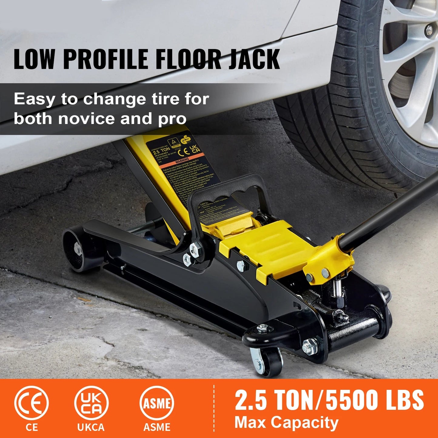 SucceBuy 2.5T Floor Hydraulic Jack Pneumatic Low Profile Floor Jack Heavy - Duty Steel Floor Jacks with Single Piston Lift Pump - Buy at GearForge
