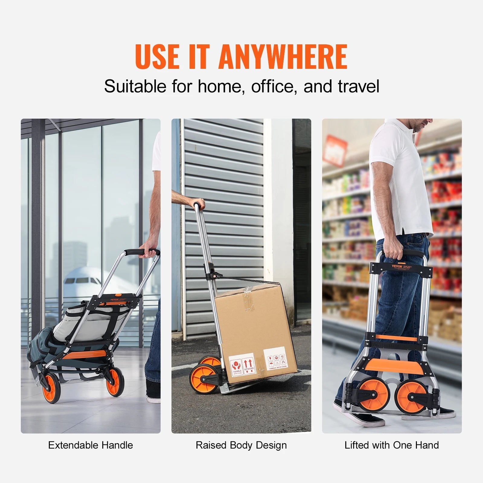 SucceBuy 275/309 lbs Folding Hand Truck Portable Unity Cart Dolly with Telescoping Handle and Binding Rope for Moving Warehouse - Buy at GearForge