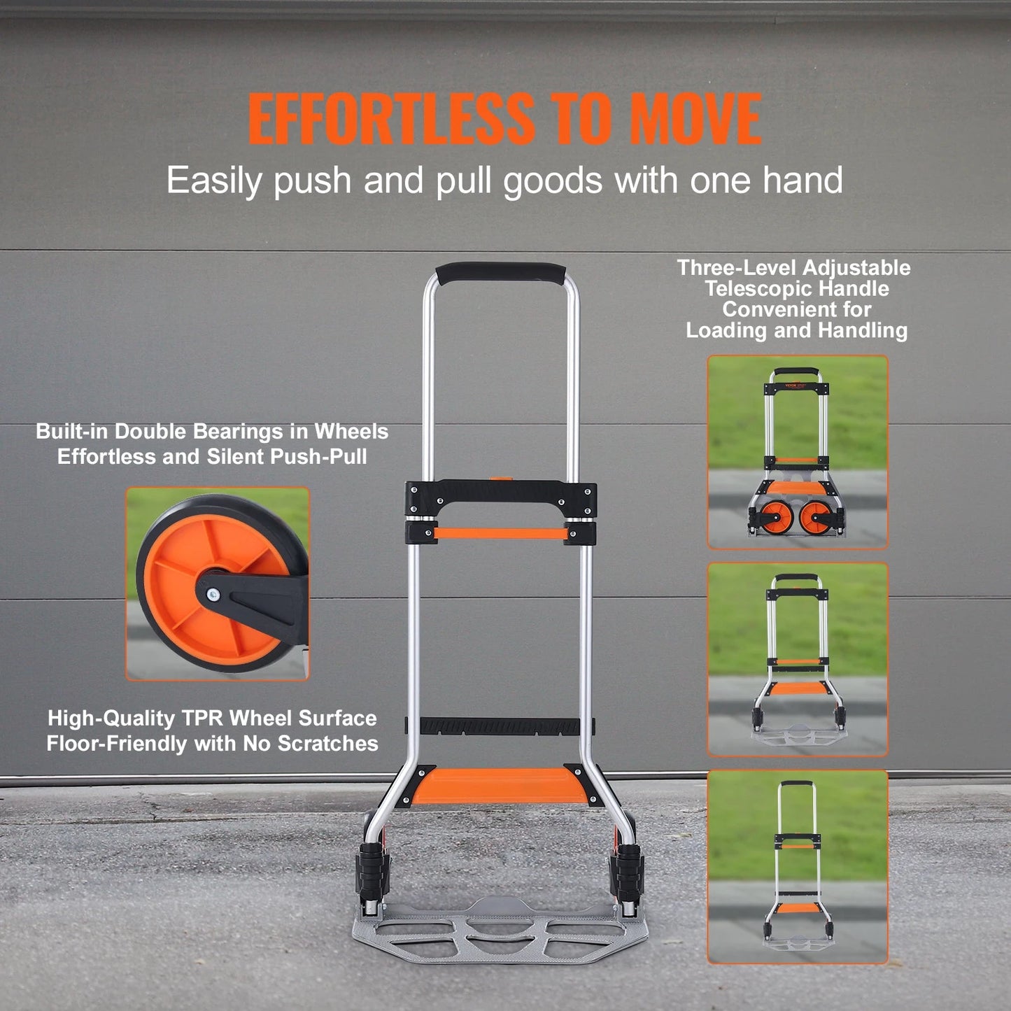 SucceBuy 275/309 lbs Folding Hand Truck Portable Unity Cart Dolly with Telescoping Handle and Binding Rope for Moving Warehouse - Buy at GearForge