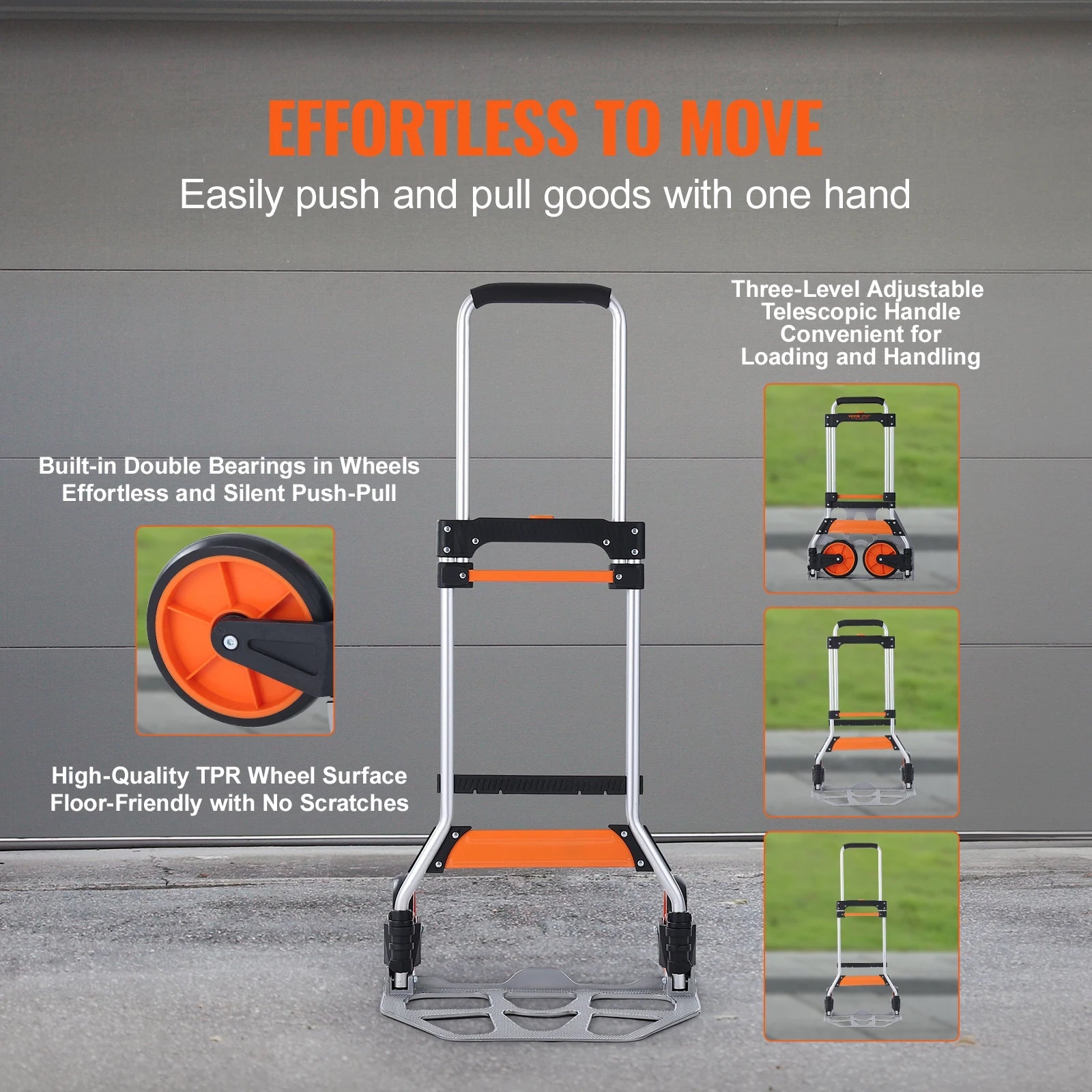 SucceBuy 275/309 lbs Folding Hand Truck Portable Unity Cart Dolly with Telescoping Handle and Binding Rope for Moving Warehouse - Buy at GearForge