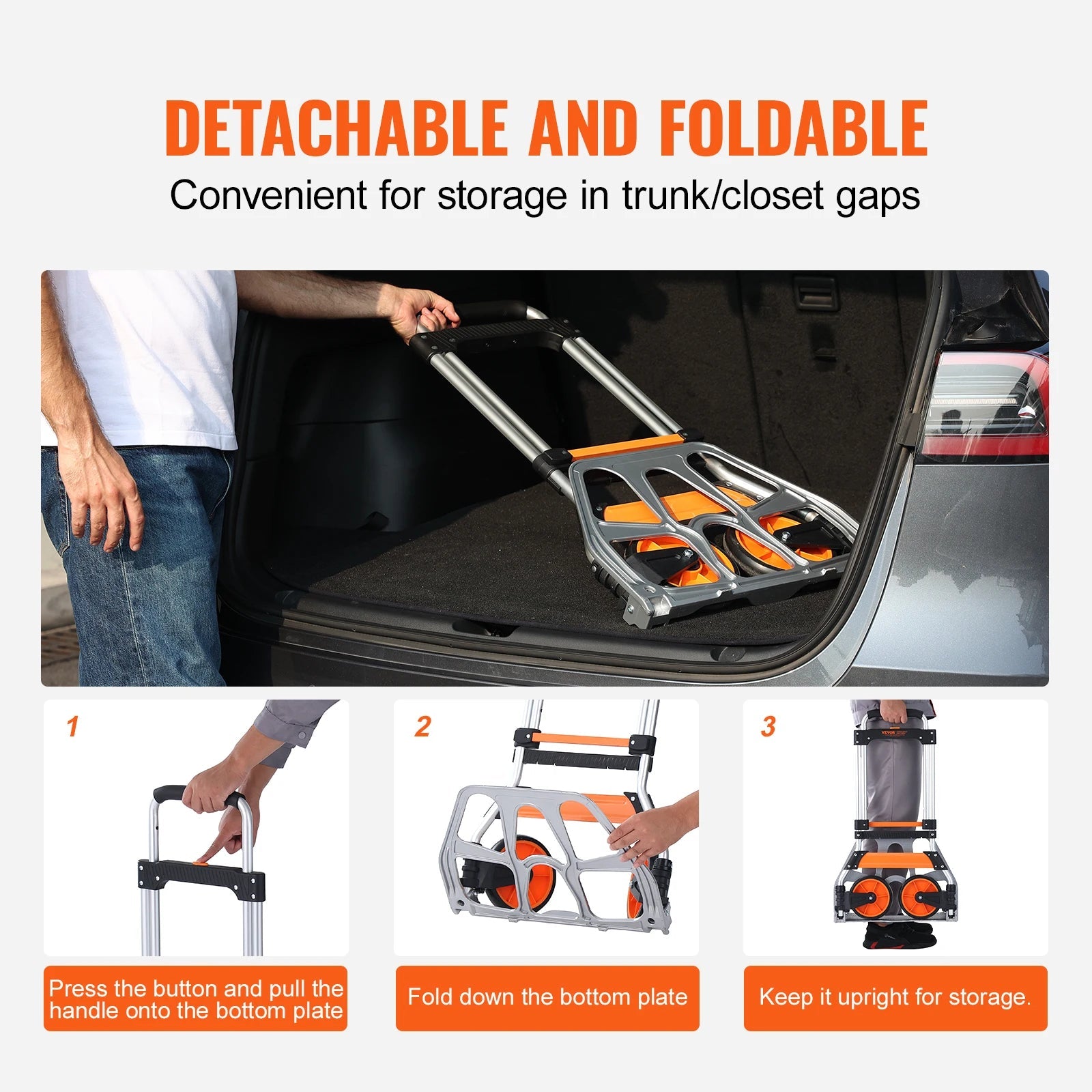 SucceBuy 275/309 lbs Folding Hand Truck Portable Unity Cart Dolly with Telescoping Handle and Binding Rope for Moving Warehouse - Buy at GearForge
