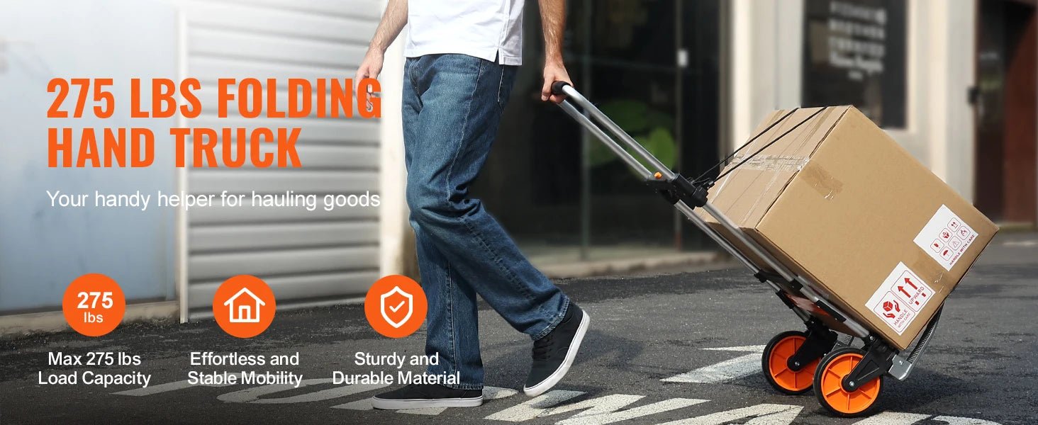 SucceBuy 275/309 lbs Folding Hand Truck Portable Unity Cart Dolly with Telescoping Handle and Binding Rope for Moving Warehouse - Buy at GearForge