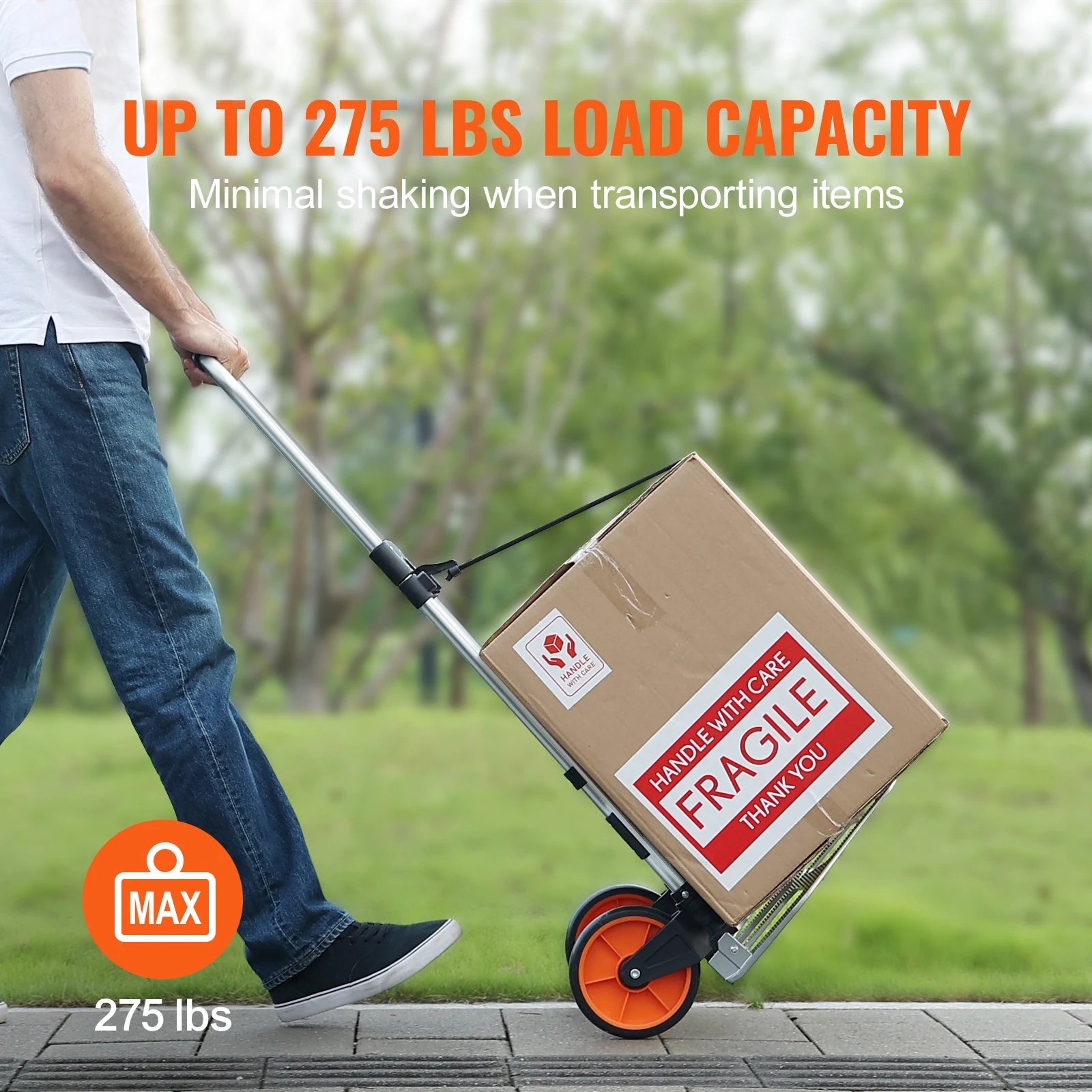 SucceBuy 275/309 lbs Folding Hand Truck Portable Unity Cart Dolly with Telescoping Handle and Binding Rope for Moving Warehouse - Buy at GearForge