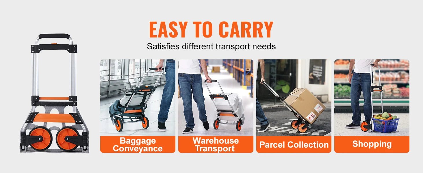 SucceBuy 275/309 lbs Folding Hand Truck Portable Unity Cart Dolly with Telescoping Handle and Binding Rope for Moving Warehouse - Buy at GearForge