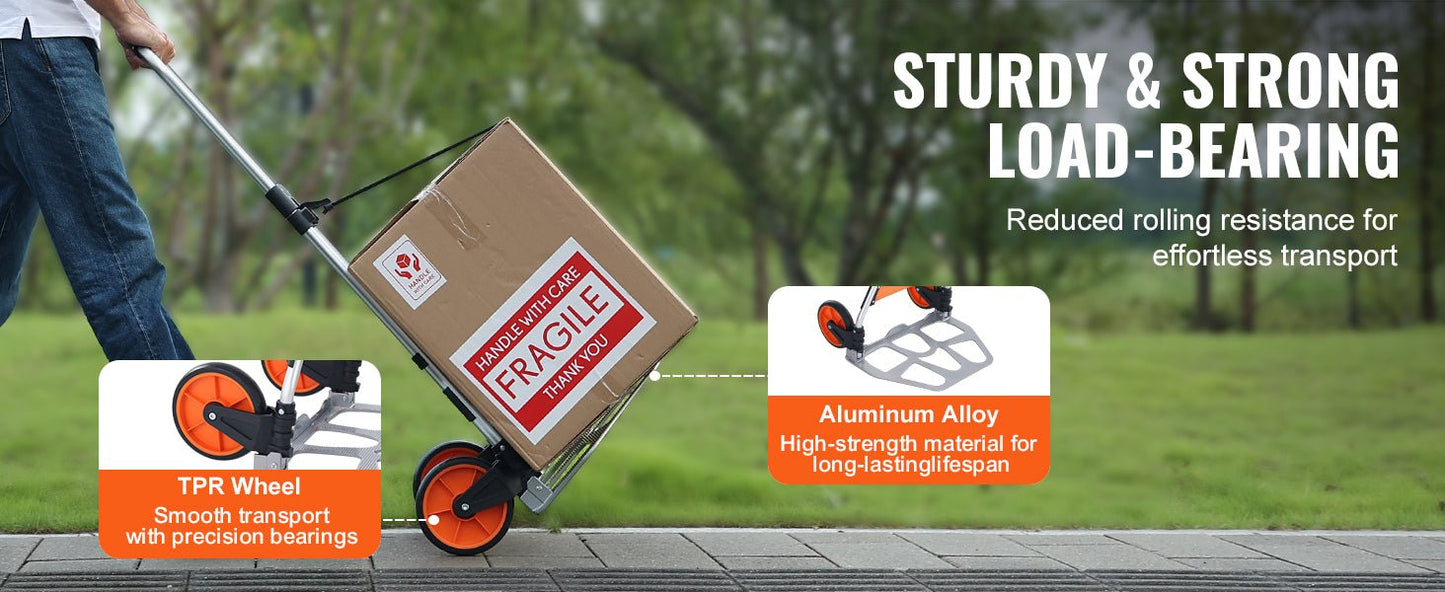 SucceBuy 275/309 lbs Folding Hand Truck Portable Unity Cart Dolly with Telescoping Handle and Binding Rope for Moving Warehouse - Buy at GearForge