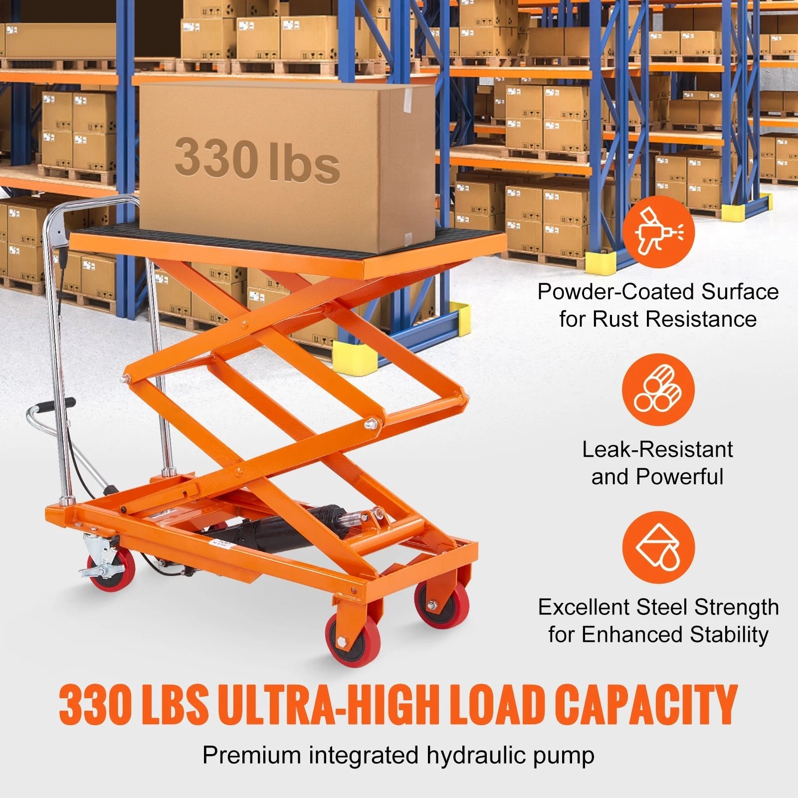 SucceBuy 330/770/1760Lbs Lifting Platform Hydraulic Car Lift Table Cart Heavy Duty Double Shear Wheelbarrow for Repair Motorcycl - Buy at GearForge