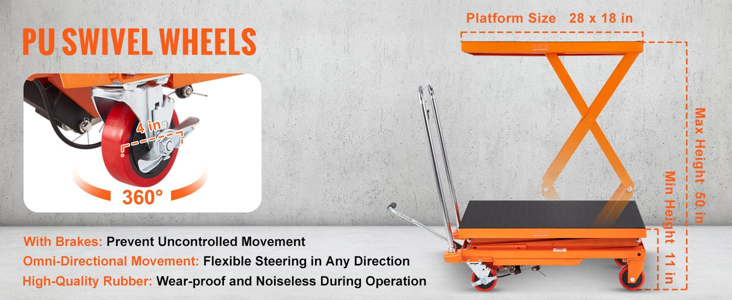 SucceBuy 330/770/1760Lbs Lifting Platform Hydraulic Car Lift Table Cart Heavy Duty Double Shear Wheelbarrow for Repair Motorcycl - Buy at GearForge