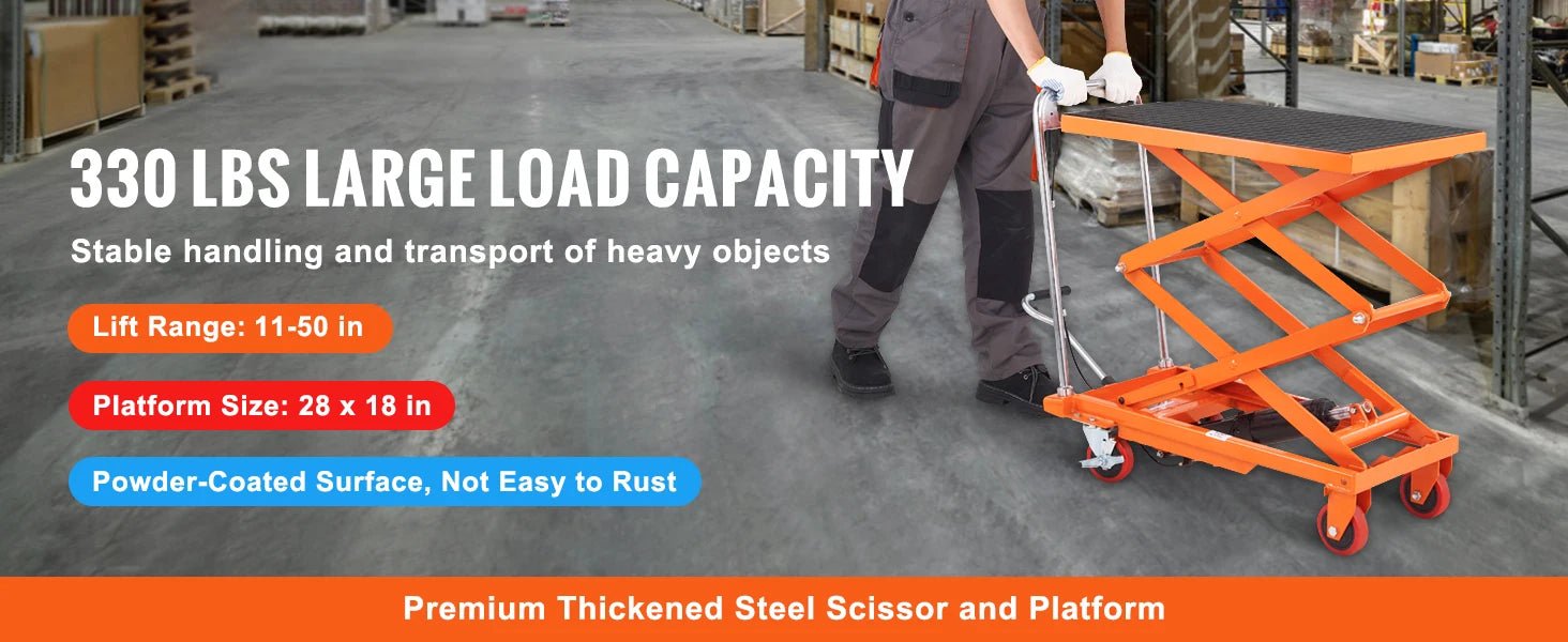 SucceBuy 330/770/1760Lbs Lifting Platform Hydraulic Car Lift Table Cart Heavy Duty Double Shear Wheelbarrow for Repair Motorcycl - Buy at GearForge