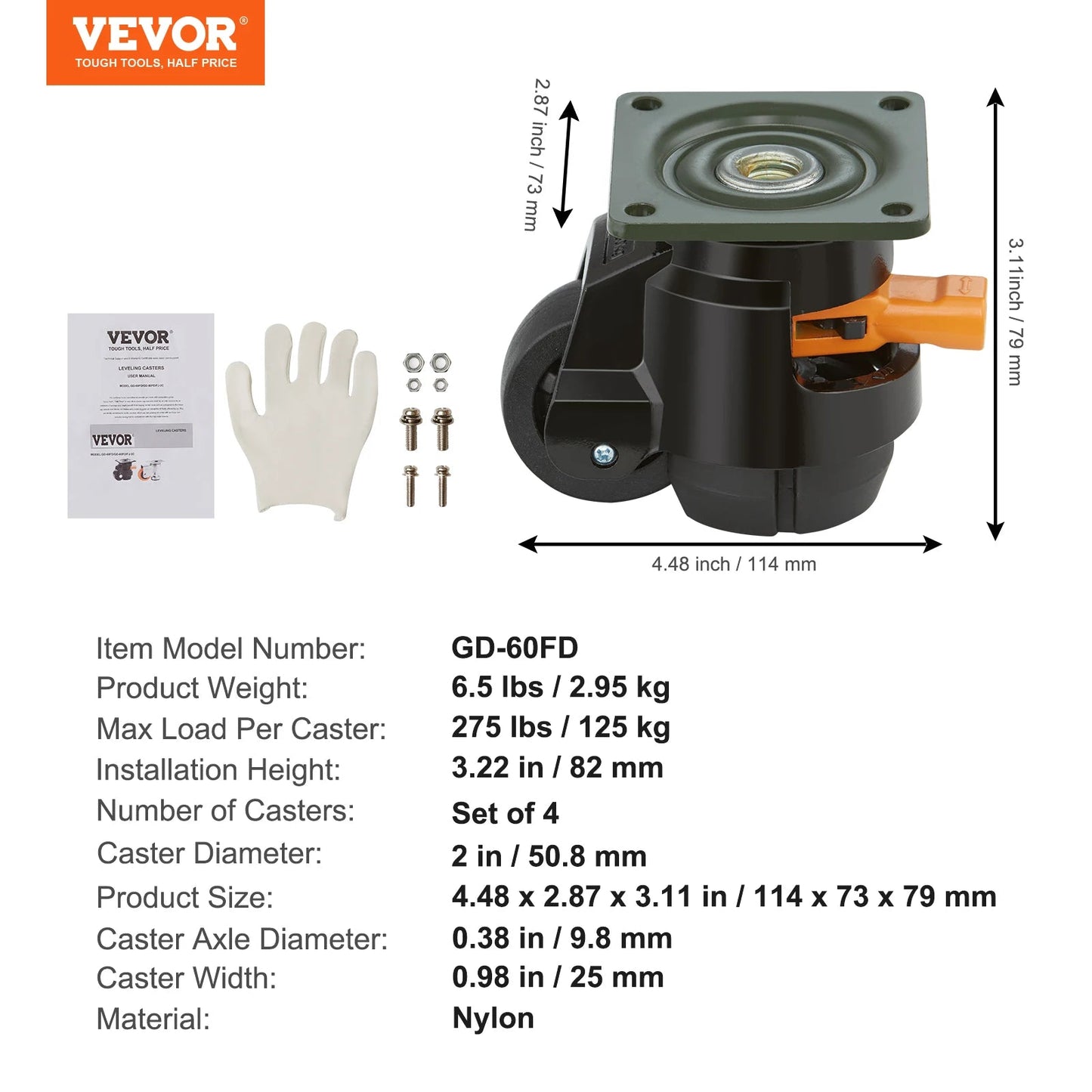 SucceBuy 4 - Piece Heavy Duty Leveling Casters with Adjustable Feet – Swivel Wheels for Workbench & Machines - Buy at GearForge