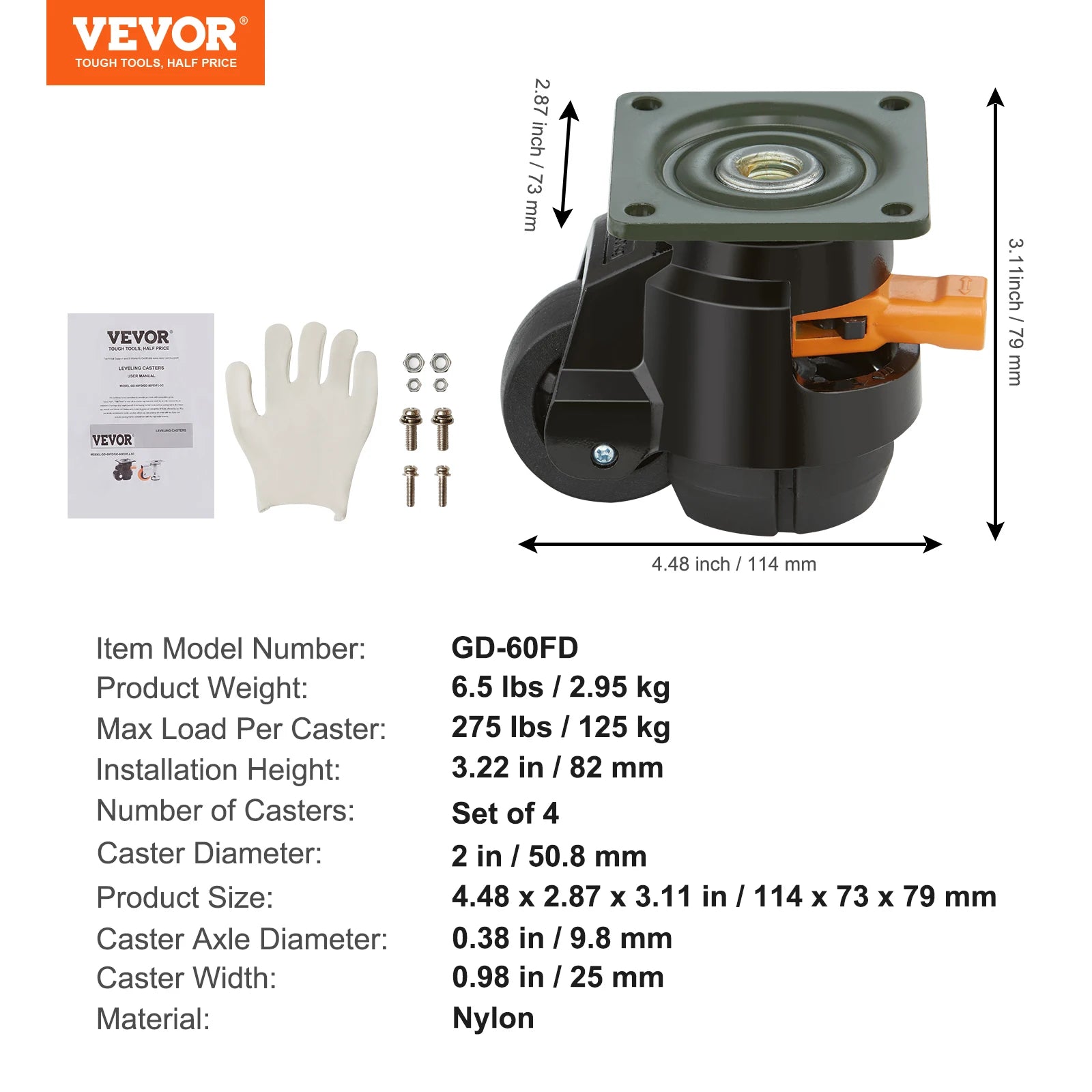 SucceBuy 4 - Piece Heavy Duty Leveling Casters with Adjustable Feet – Swivel Wheels for Workbench & Machines - Buy at GearForge