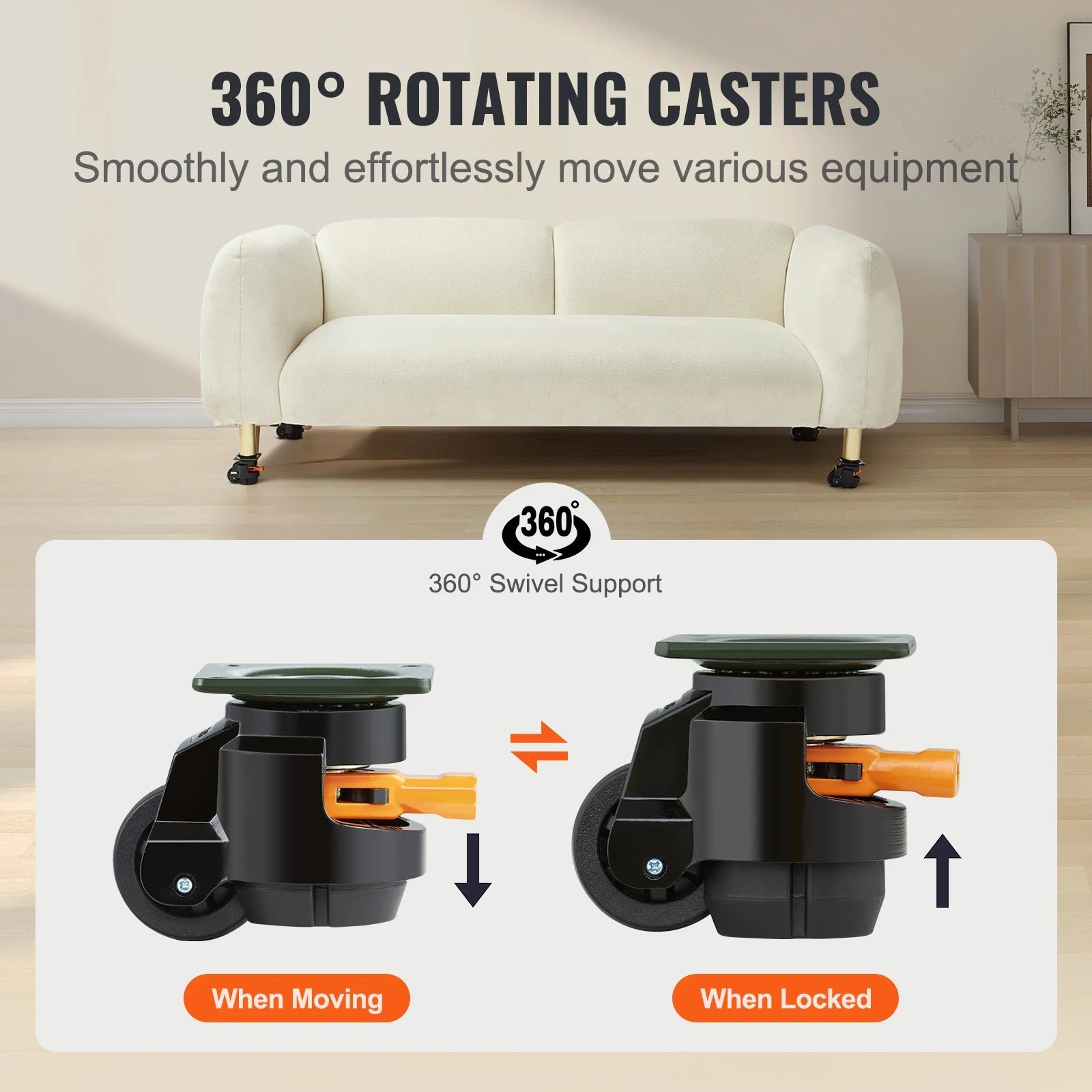 SucceBuy 4 - Piece Heavy Duty Leveling Casters with Adjustable Feet – Swivel Wheels for Workbench & Machines - Buy at GearForge