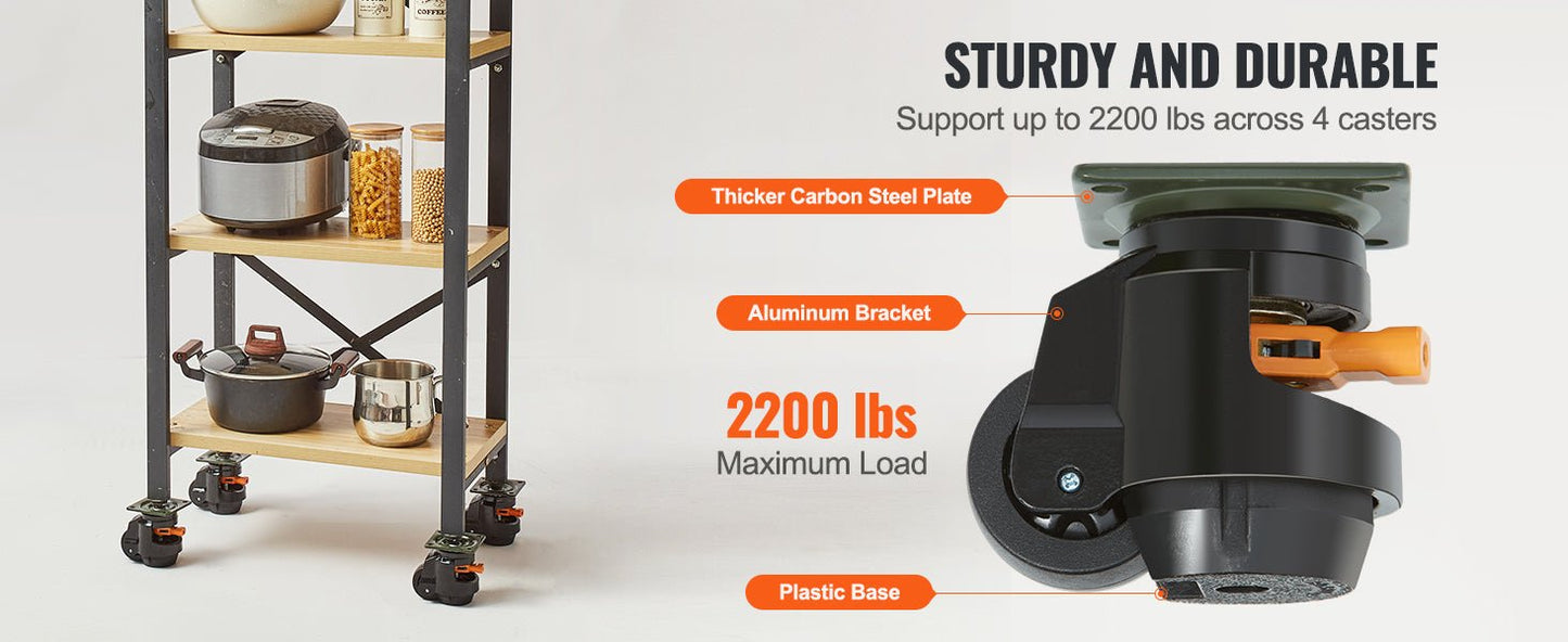 SucceBuy 4 - Piece Heavy Duty Leveling Casters with Adjustable Feet – Swivel Wheels for Workbench & Machines - Buy at GearForge