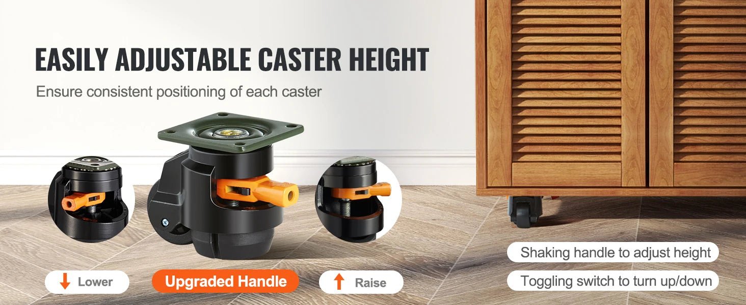 SucceBuy 4 - Piece Heavy Duty Leveling Casters with Adjustable Feet – Swivel Wheels for Workbench & Machines - Buy at GearForge