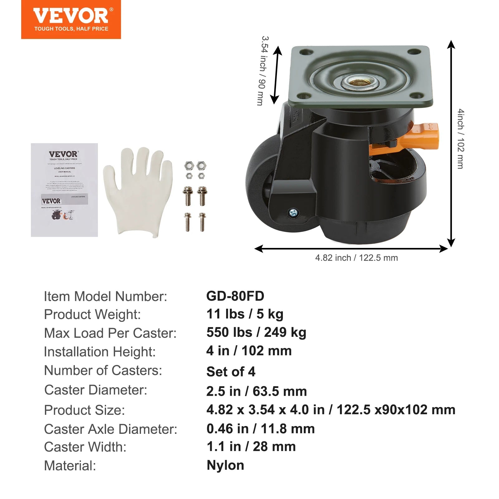 SucceBuy 4 - Piece Heavy Duty Leveling Casters with Adjustable Feet – Swivel Wheels for Workbench & Machines - Buy at GearForge