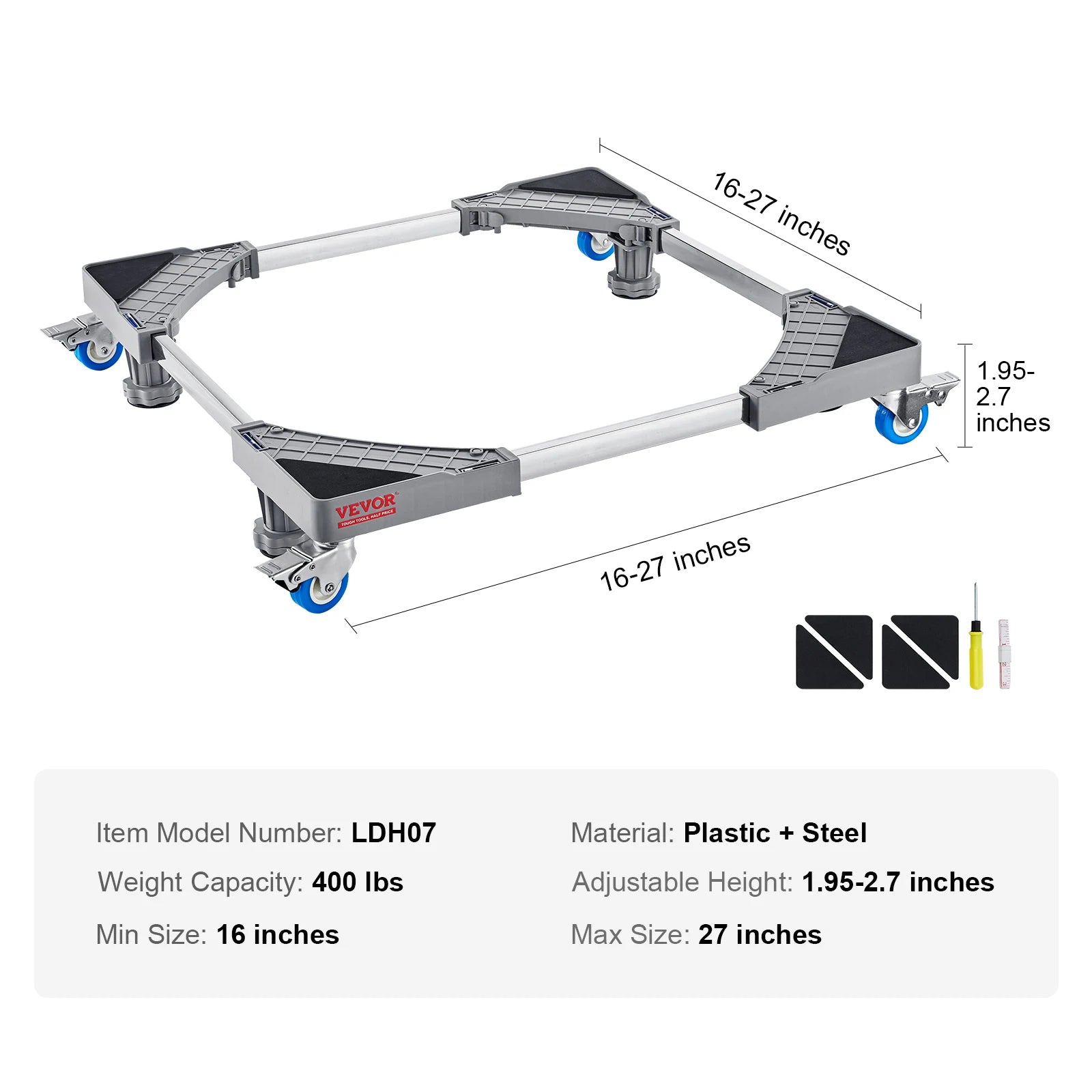 SucceBuy 400 lbs Mini Fridge Stand Mover Adjustable Mobile Base with 4 Locking Swivel Wheels for Washing Machine Refrigerator - Buy at GearForge