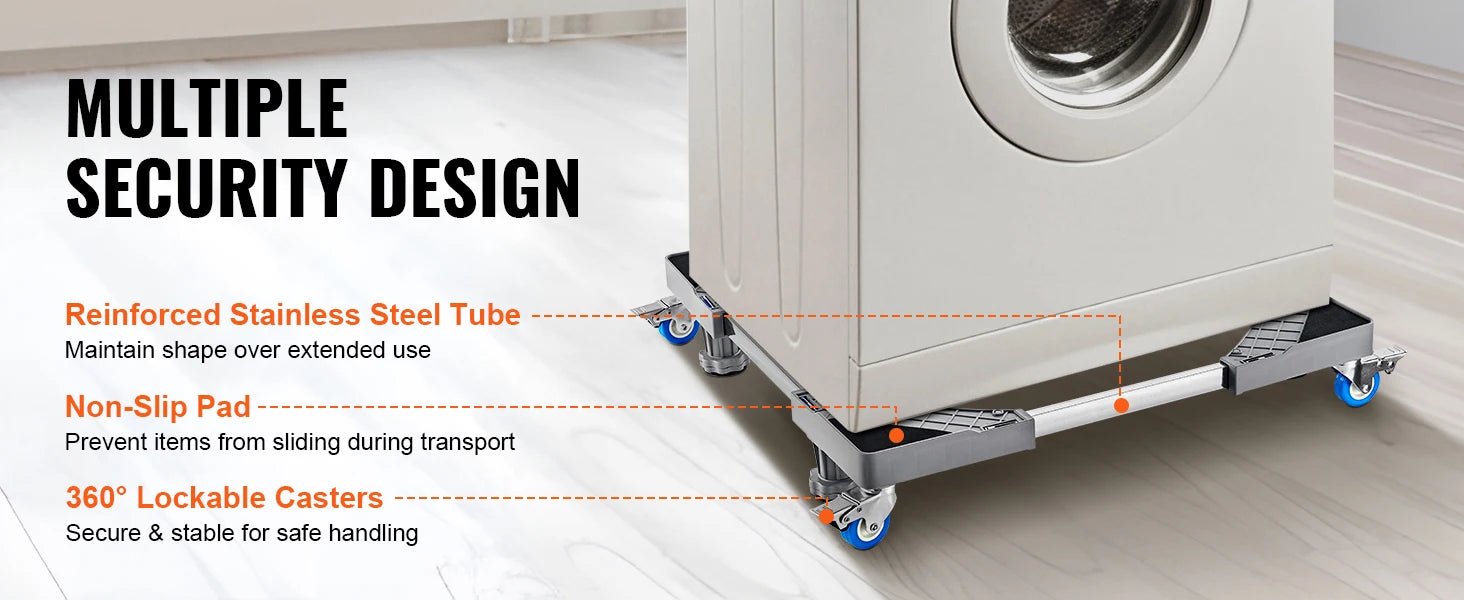 SucceBuy 400 lbs Mini Fridge Stand Mover Adjustable Mobile Base with 4 Locking Swivel Wheels for Washing Machine Refrigerator - Buy at GearForge