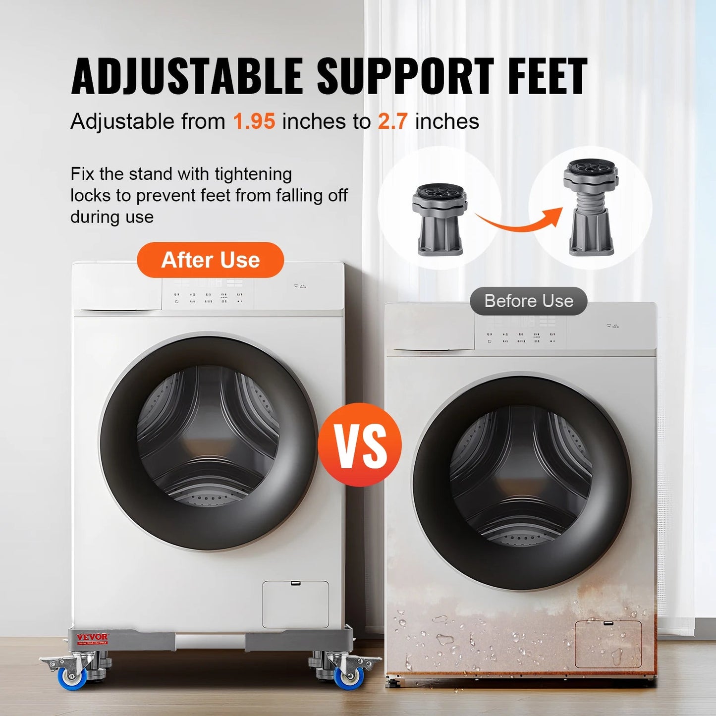 SucceBuy 400 lbs Mini Fridge Stand Mover Adjustable Mobile Base with 4 Locking Swivel Wheels for Washing Machine Refrigerator - Buy at GearForge