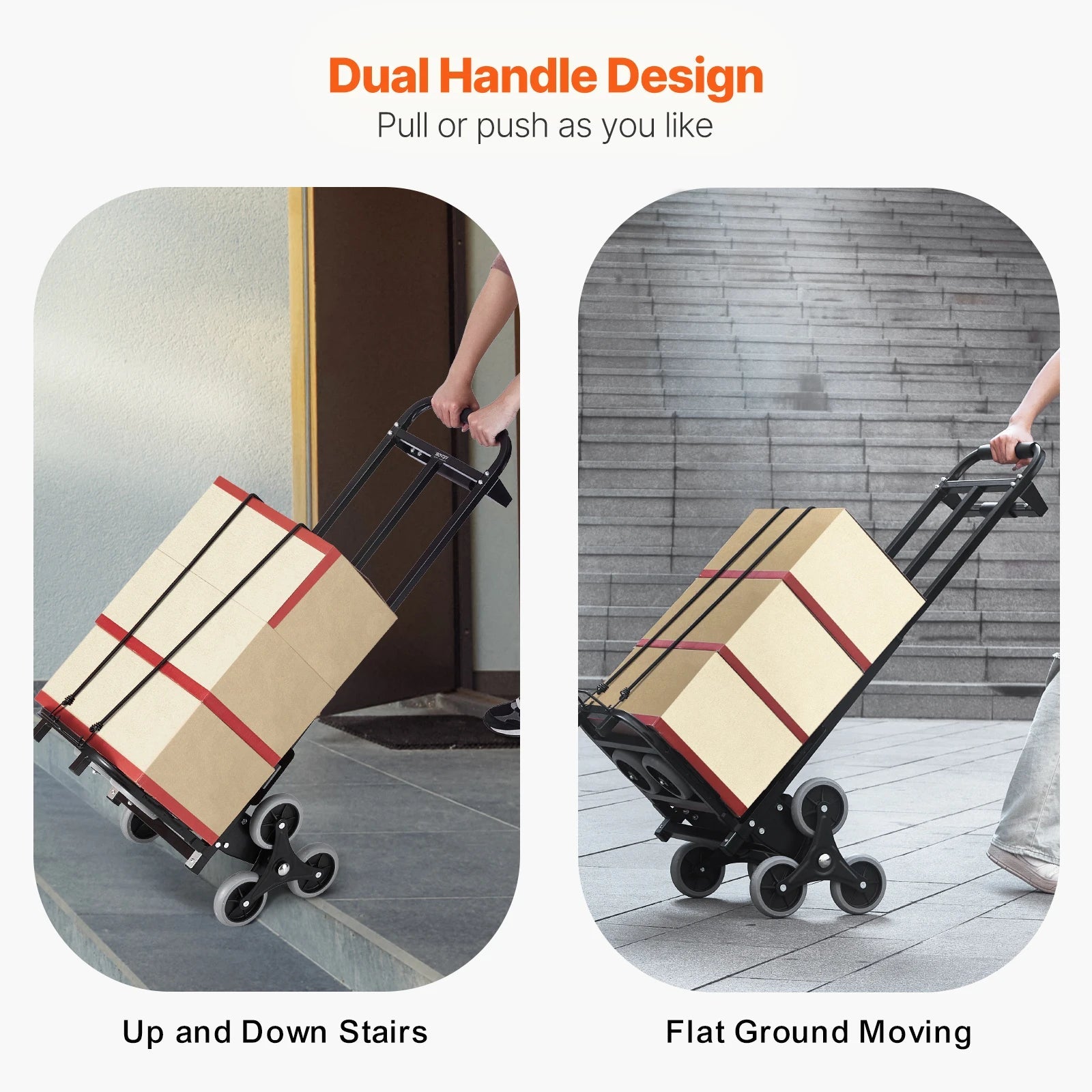 SucceBuy 460 lbs Folding Stair Climbing Hand Truck Dolly with 6 Wheels & Ropes – Shopping, Moving, Warehouse Cart - Buy at GearForge