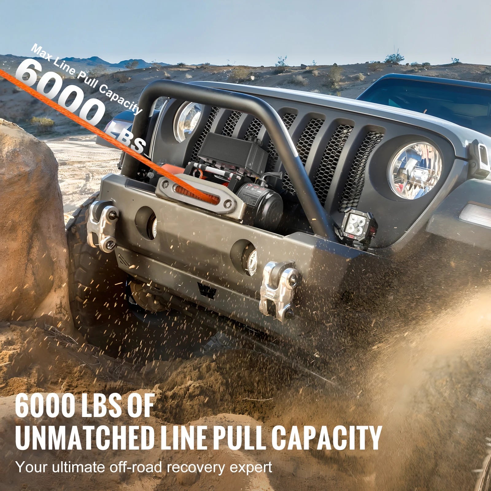 SucceBuy 6000lbs Electric Winch Car Truck Winch with 1/4 in 55 ft Synthetic Rope Wireless/Wired for Towing SUV Jeep Trailer Boat - Buy at GearForge