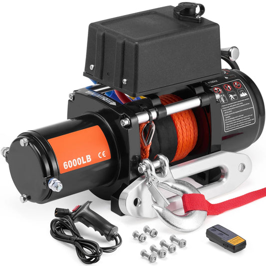 SucceBuy 6000lbs Electric Winch Car Truck Winch with 1/4 in 55 ft Synthetic Rope Wireless/Wired for Towing SUV Jeep Trailer Boat - Buy at GearForge