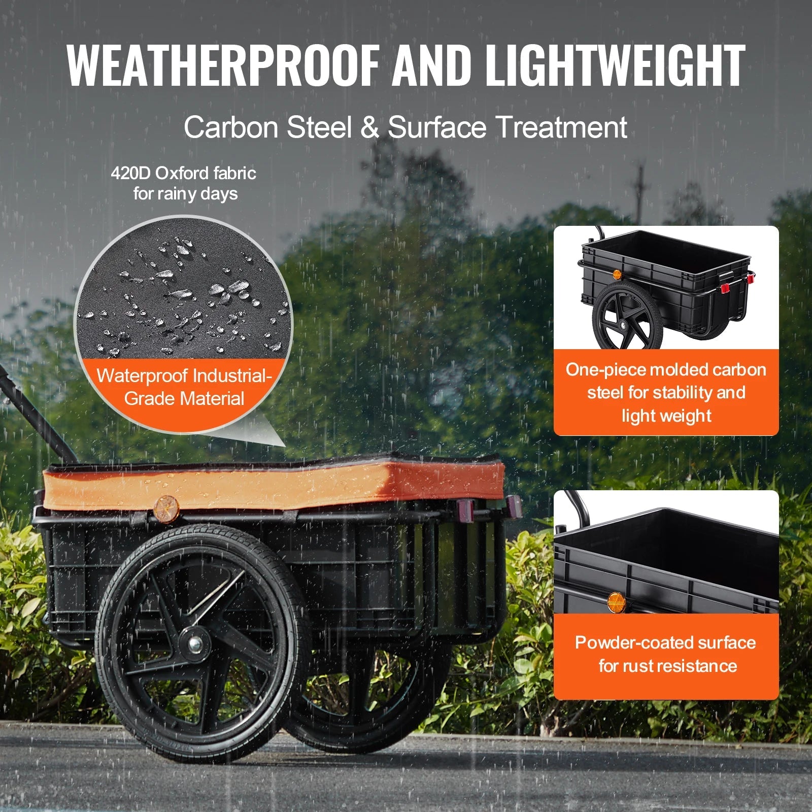 SucceBuy 88Lbs Bike Cargo Trailer Bicycle Wagon Cart Foldable Storage with 16" Wheels & Safe Reflectors Fits 24" - 28" Bike Wheels - Buy at GearForge