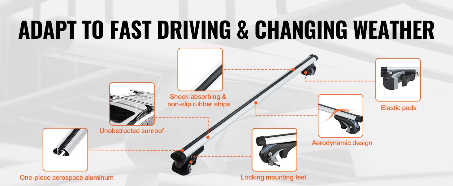 SucceBuy Adjustable Aluminum Roof Rack Crossbars – 200 lbs Load Capacity for SUVs & Sedans - Buy at GearForge