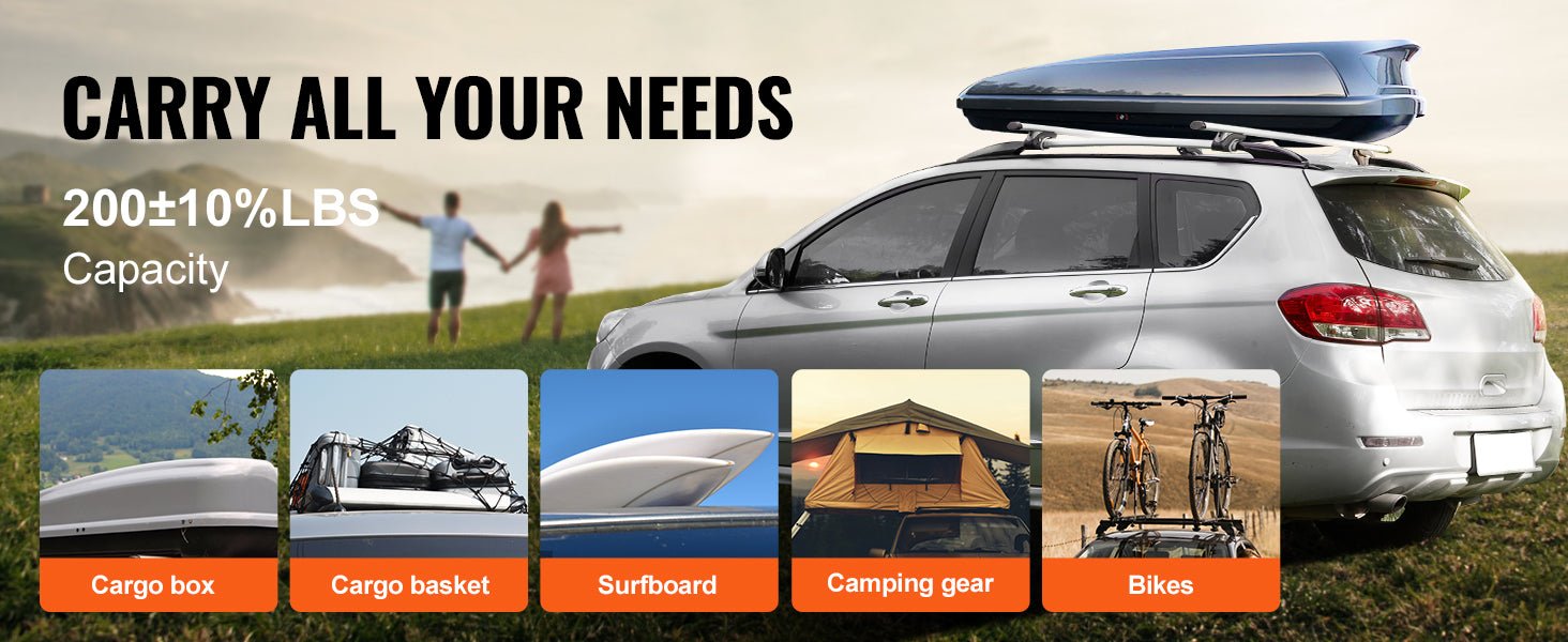 SucceBuy Adjustable Aluminum Roof Rack Crossbars – 200 lbs Load Capacity for SUVs & Sedans - Buy at GearForge
