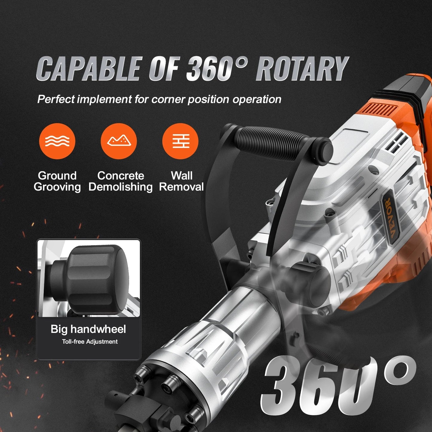 SucceBuy Demolition Jack Hammer 1500W/2200W/3500W Jack Hammer Concrete Breaker Heavy Duty Electric Jack Hammer 2/4pcs Chisel - Buy at GearForge