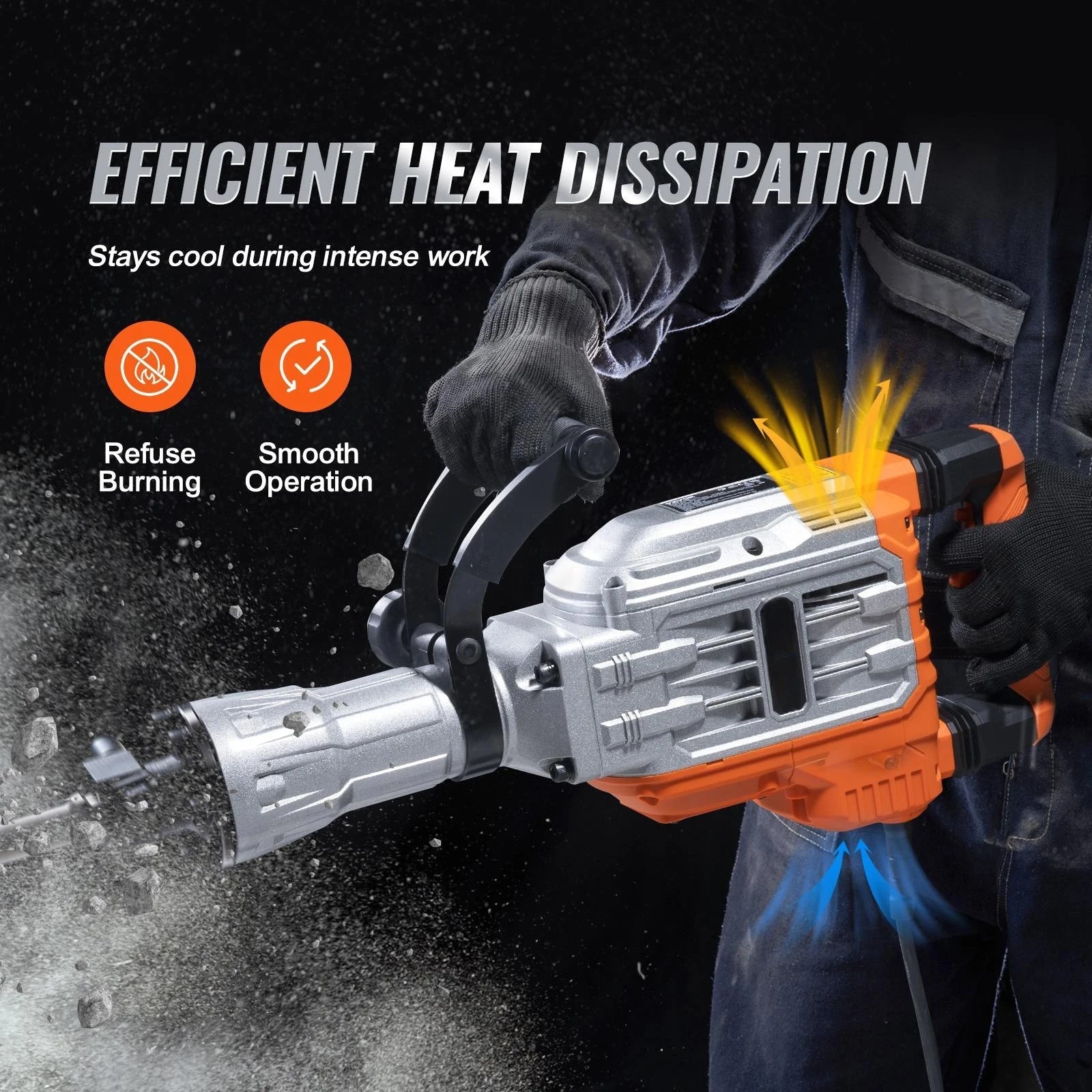 SucceBuy Demolition Jack Hammer 1500W/2200W/3500W Jack Hammer Concrete Breaker Heavy Duty Electric Jack Hammer 2/4pcs Chisel - Buy at GearForge