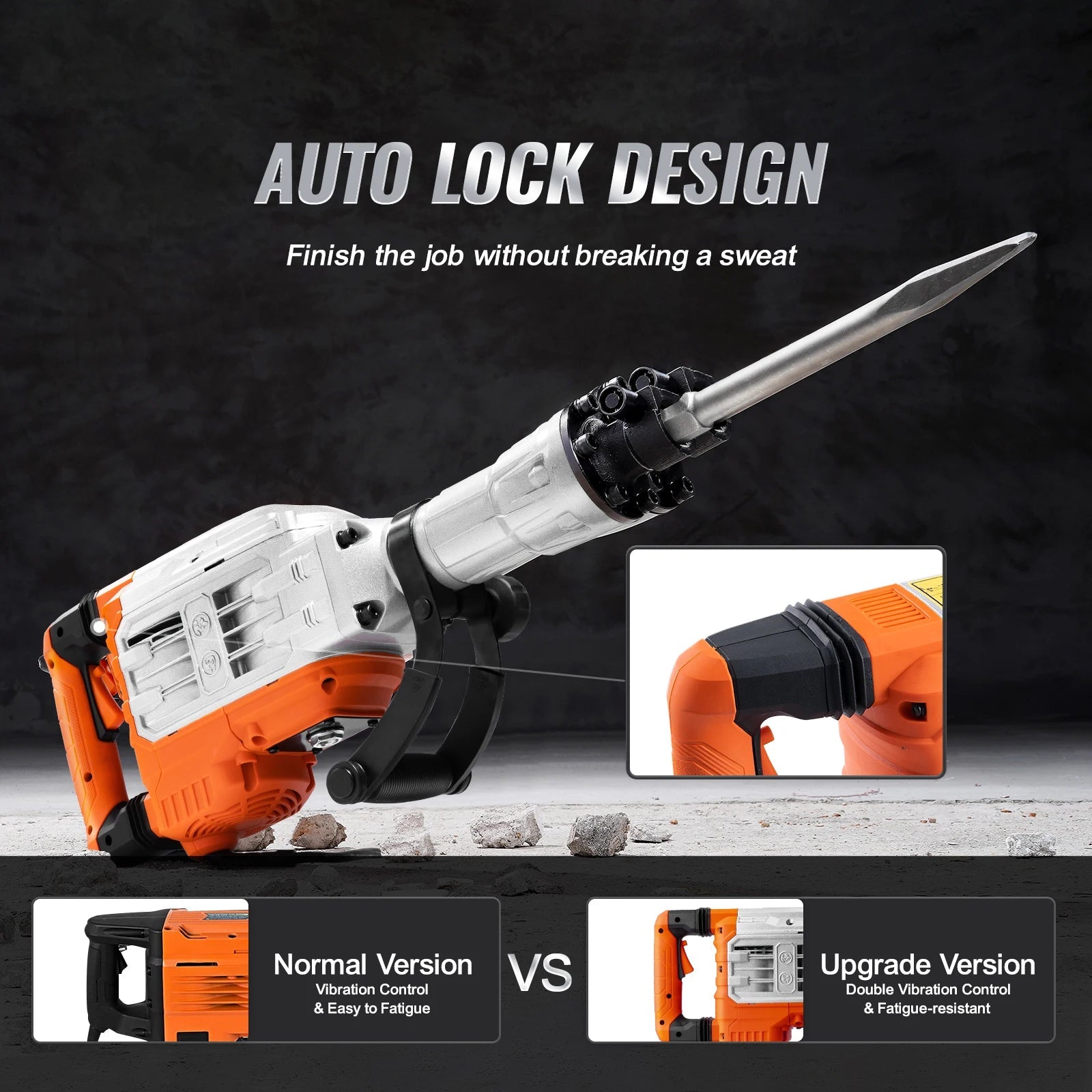 SucceBuy Demolition Jack Hammer 1500W/2200W/3500W Jack Hammer Concrete Breaker Heavy Duty Electric Jack Hammer 2/4pcs Chisel - Buy at GearForge