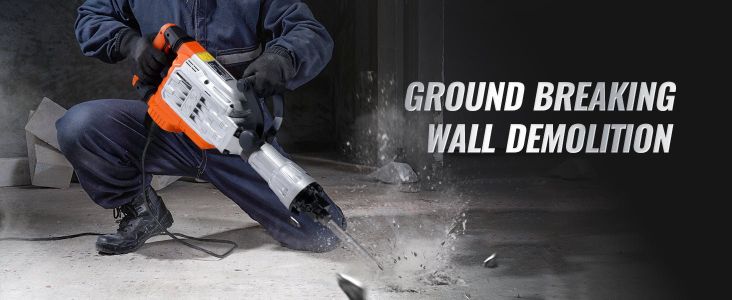 SucceBuy Demolition Jack Hammer 1500W/2200W/3500W Jack Hammer Concrete Breaker Heavy Duty Electric Jack Hammer 2/4pcs Chisel - Buy at GearForge