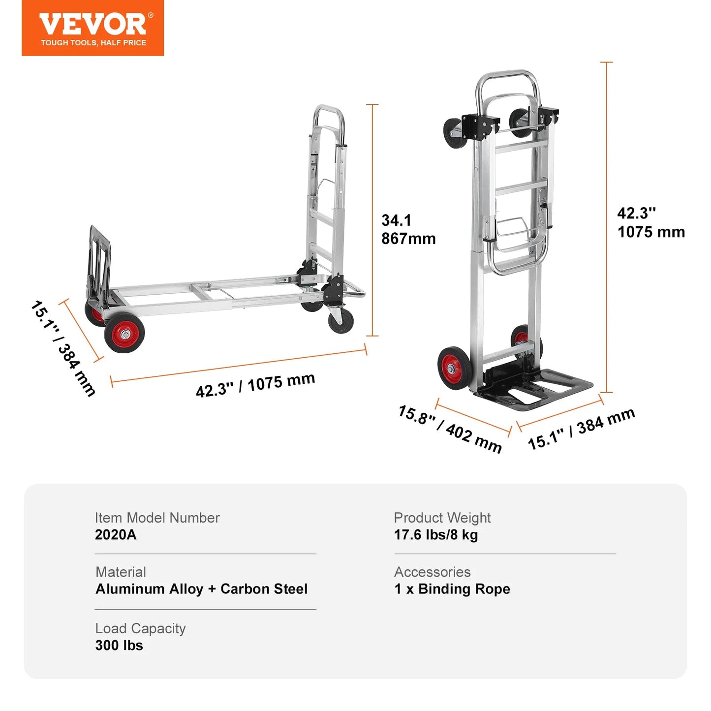 SucceBuy Folding Hand Truck Aluminum Heavy Duty Industrial Collapsible Dolly Cart for Transport Moving in Warehouse Supermarket - Buy at GearForge