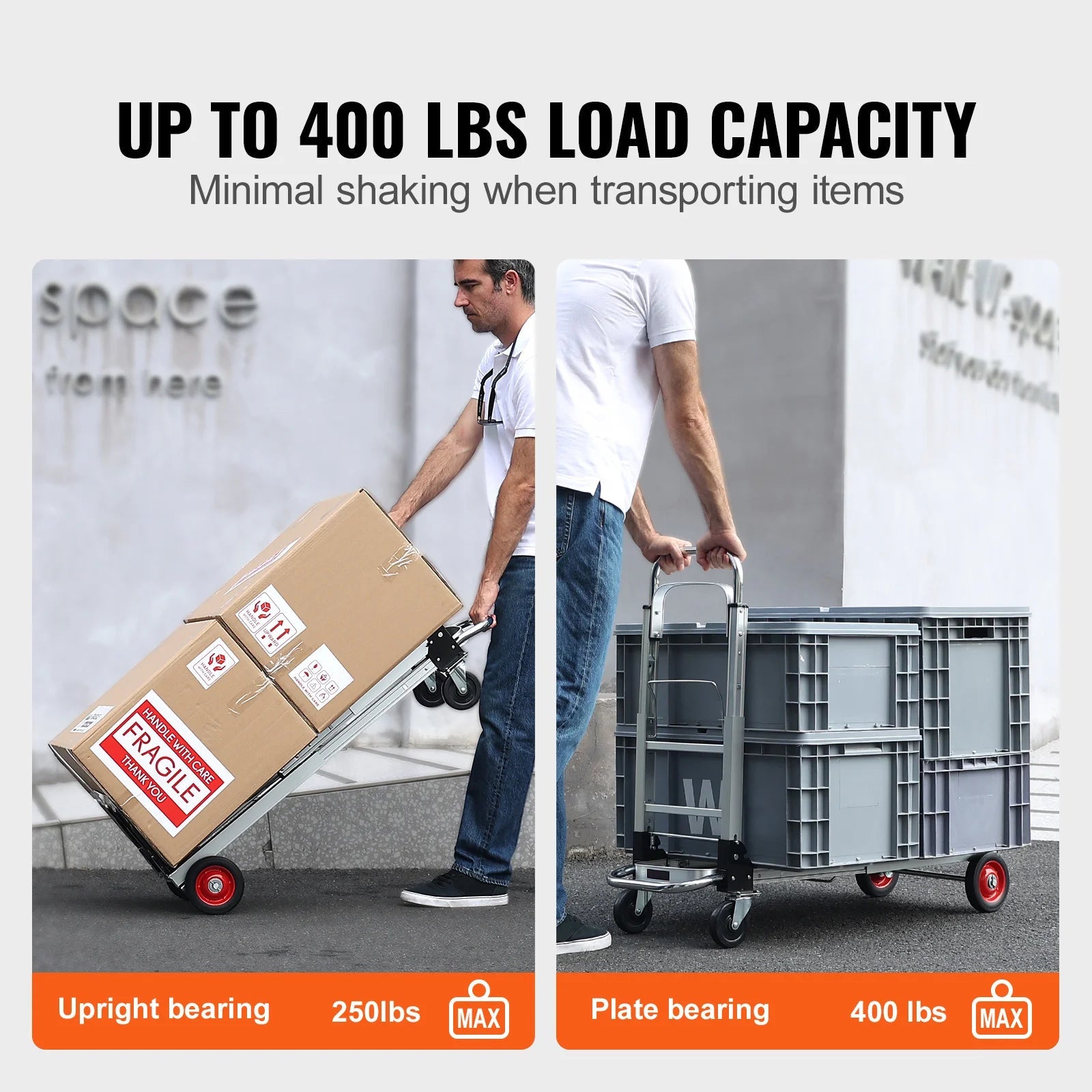 SucceBuy Folding Hand Truck Aluminum Heavy Duty Industrial Collapsible Dolly Cart for Transport Moving in Warehouse Supermarket - Buy at GearForge