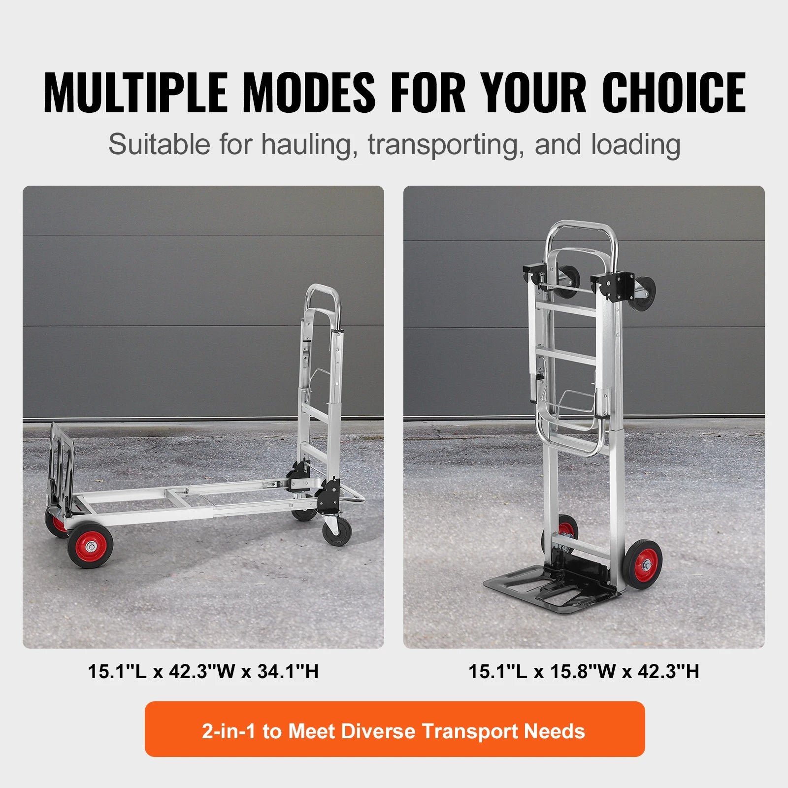 SucceBuy Folding Hand Truck Aluminum Heavy Duty Industrial Collapsible Dolly Cart for Transport Moving in Warehouse Supermarket - Buy at GearForge