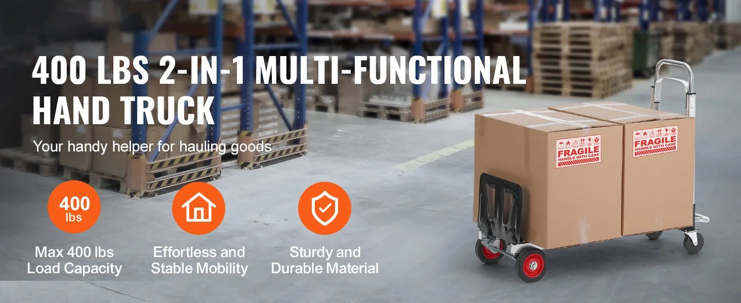 SucceBuy Folding Hand Truck Aluminum Heavy Duty Industrial Collapsible Dolly Cart for Transport Moving in Warehouse Supermarket - Buy at GearForge