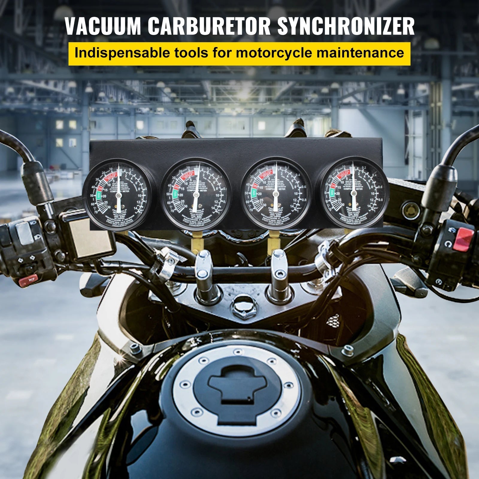 SucceBuy Fuel Vacuum Carburetor Synchronizer Carb Tool sync 4 Gauge Set with Rubber Hose Vacuum Balancer Meter Kit For Motorbike - Buy at GearForge