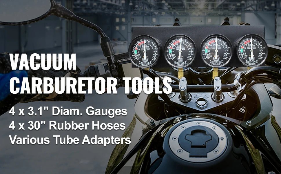SucceBuy Fuel Vacuum Carburetor Synchronizer Carb Tool sync 4 Gauge Set with Rubber Hose Vacuum Balancer Meter Kit For Motorbike - Buy at GearForge