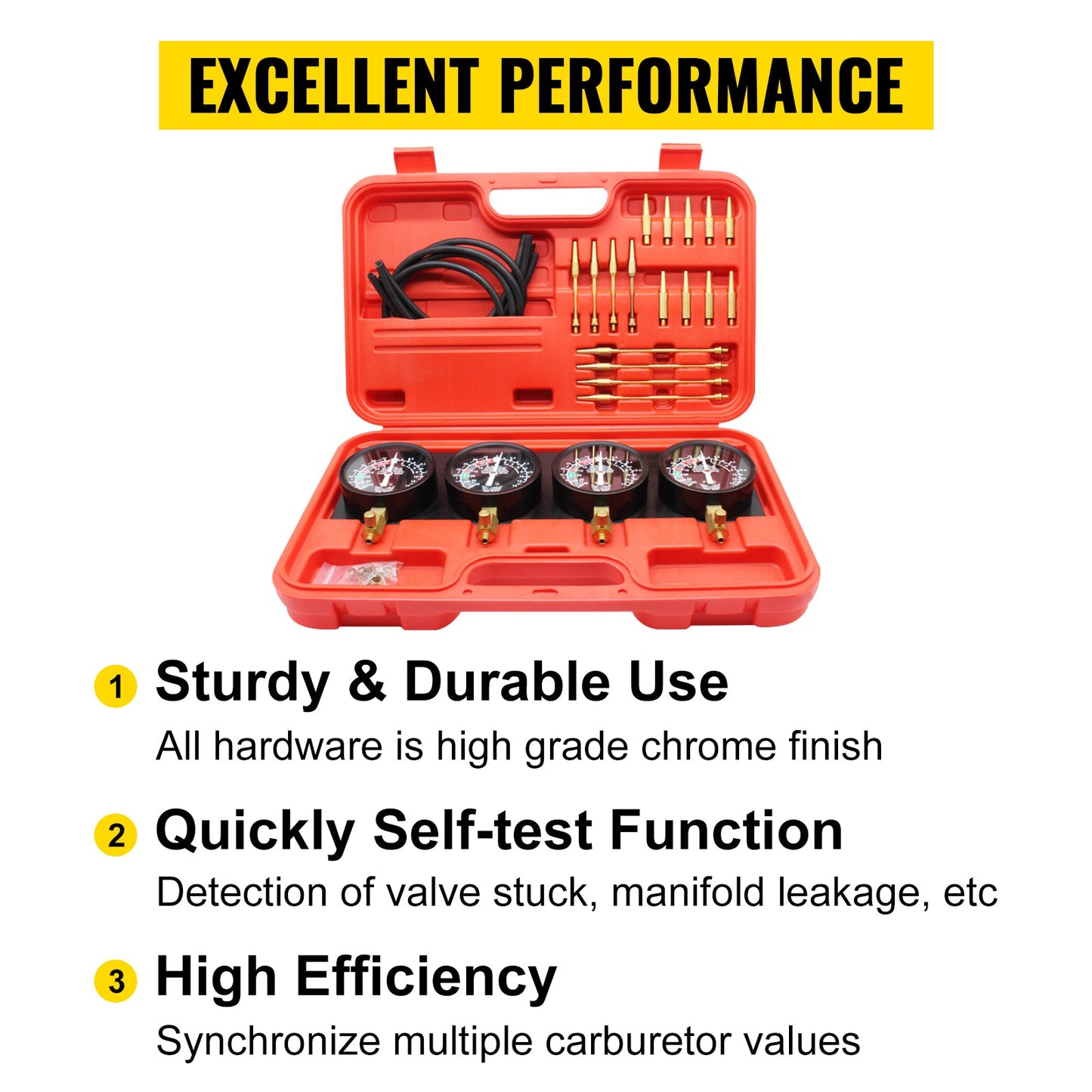 SucceBuy Fuel Vacuum Carburetor Synchronizer Carb Tool sync 4 Gauge Set with Rubber Hose Vacuum Balancer Meter Kit For Motorbike - Buy at GearForge