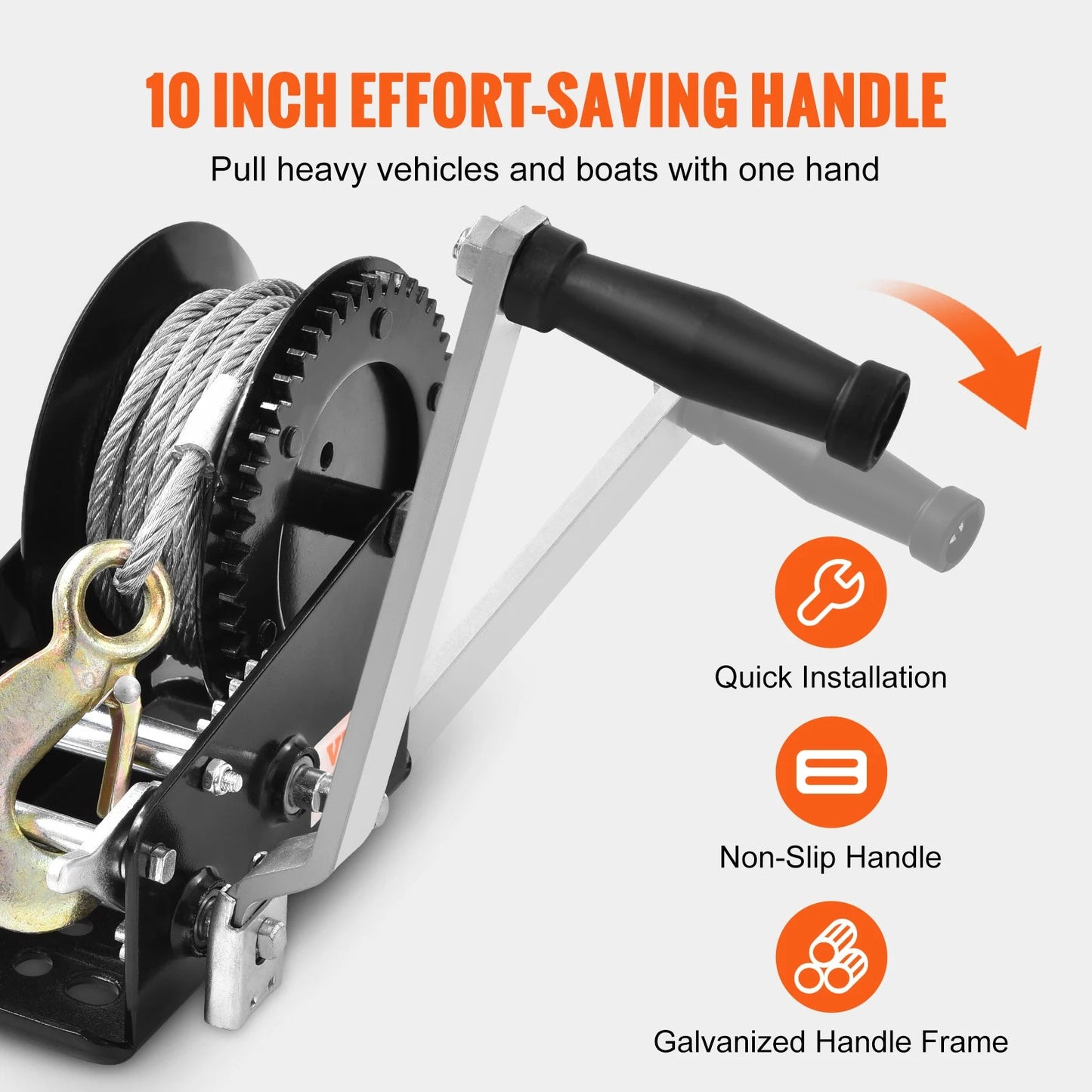SucceBuy Hand Winch Heavy Duty Rope Crank with 33 ft Steel Wire Cable and Two - Way Ratchet for Trailer Boat or ATV Towing - Buy at GearForge