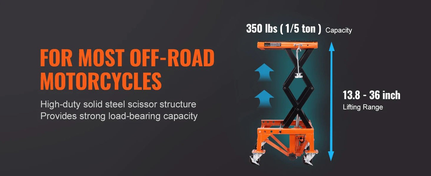 SucceBuy Hydraulic Motorcycle Lift Table 350 LBS Motorcycle Scissor Jack Lift Hydraulic Foot - Operated Jack Stand for Dirt Bike - Buy at GearForge