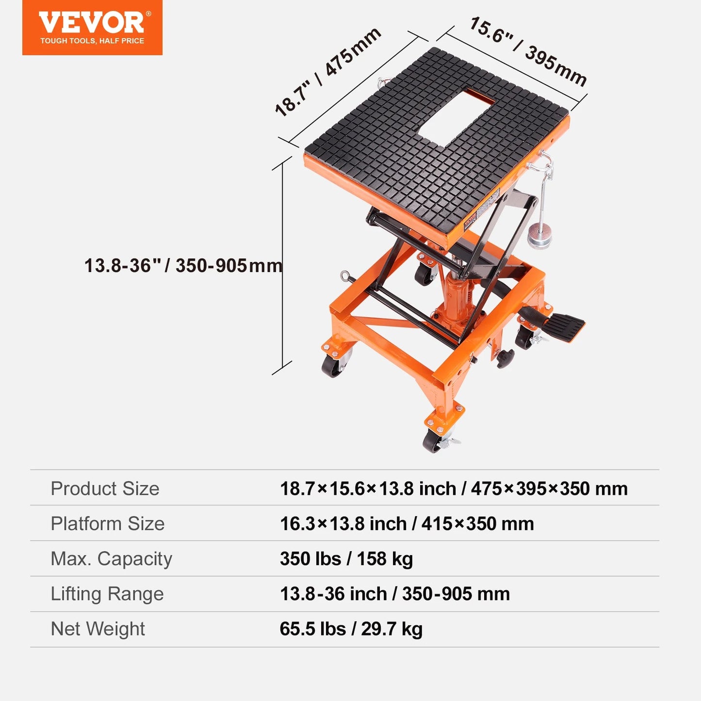SucceBuy Hydraulic Motorcycle Lift Table 350 LBS Motorcycle Scissor Jack Lift Hydraulic Foot - Operated Jack Stand for Dirt Bike - Buy at GearForge