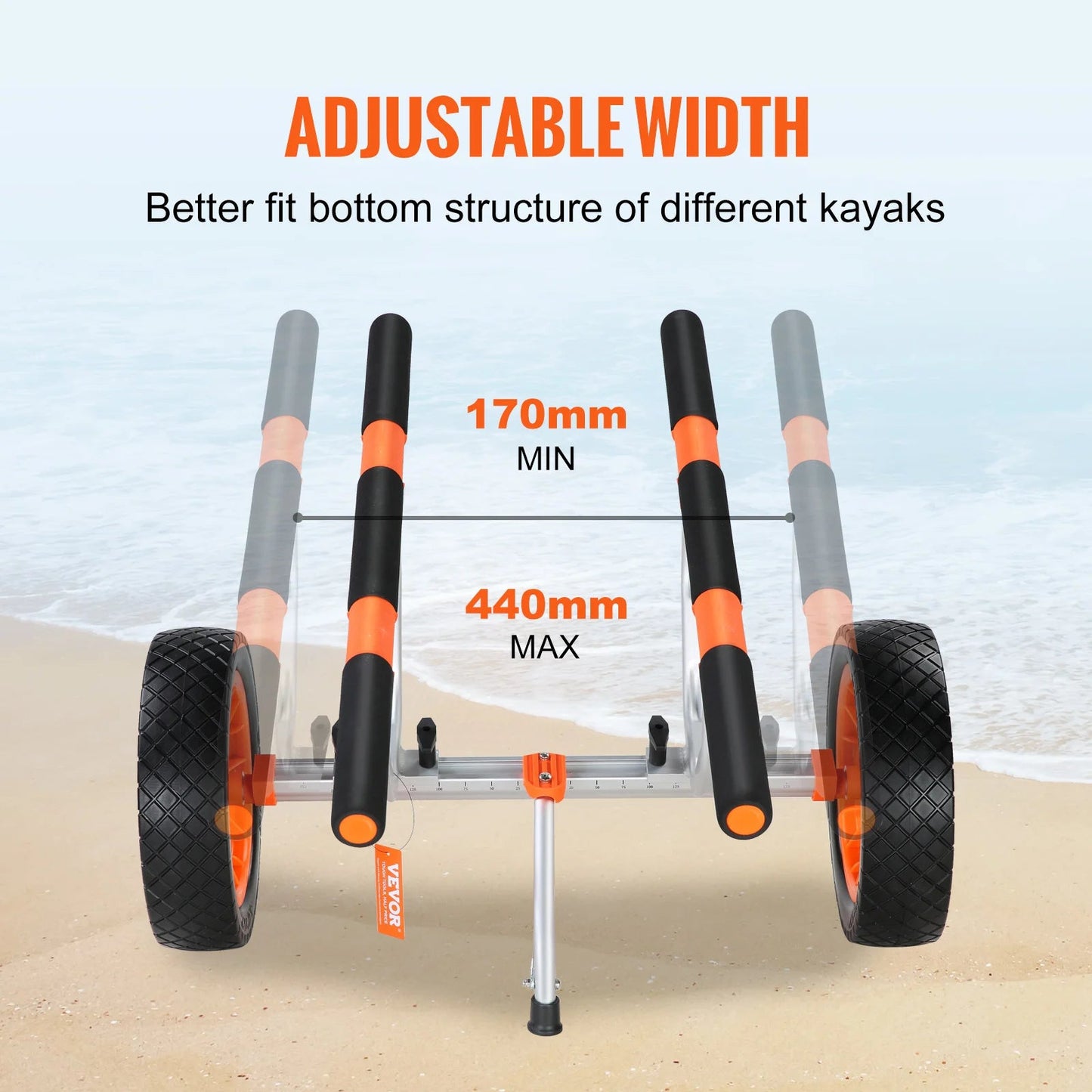 SucceBuy Kayak Cart 450lbs Detachable Canoe Trolley Cart with 12'' Tires Adjustable Width for Paddleboards Float Mats Jon Boats - Buy at GearForge