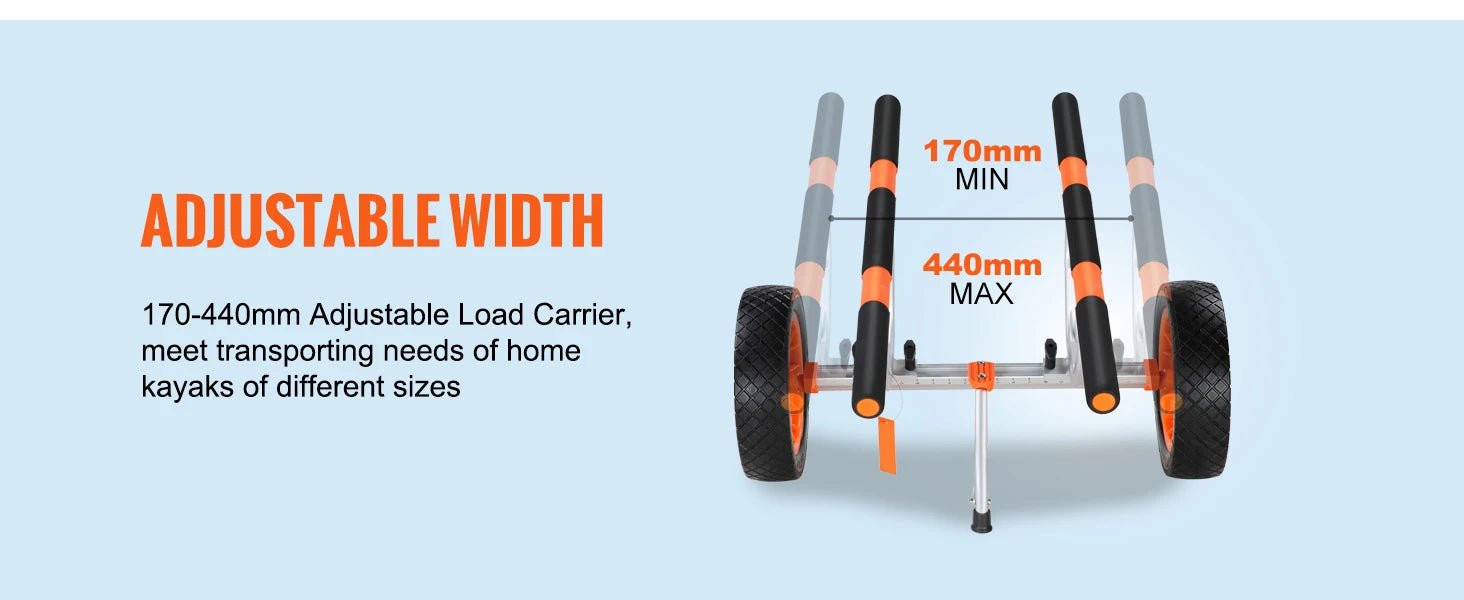 SucceBuy Kayak Cart 450lbs Detachable Canoe Trolley Cart with 12'' Tires Adjustable Width for Paddleboards Float Mats Jon Boats - Buy at GearForge