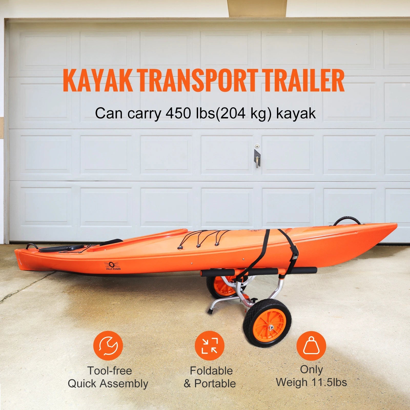 SucceBuy Kayak Cart 450lbs Detachable Canoe Trolley Cart with 12'' Tires Adjustable Width for Paddleboards Float Mats Jon Boats - Buy at GearForge